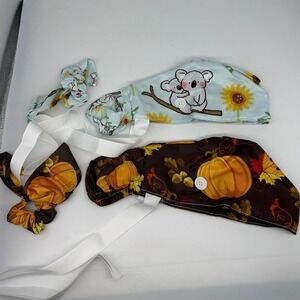 Ponytail Scrub‎ Cap For Women 2 Pack Pumpkin & Koalas Working Hat